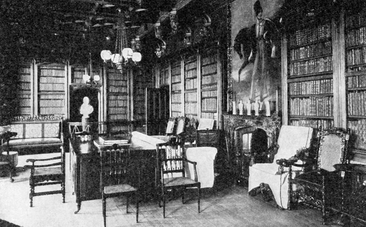 De bibliotheek, Abbotswood, 1923 door WA Mansell and Co