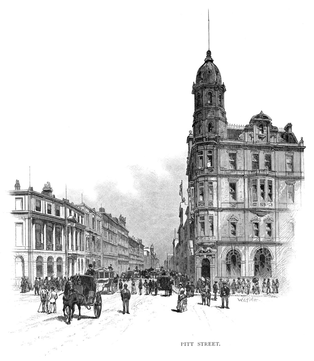 Pitt Street, Sydney, New South Wales, Australië, 1886 door WC Fitler