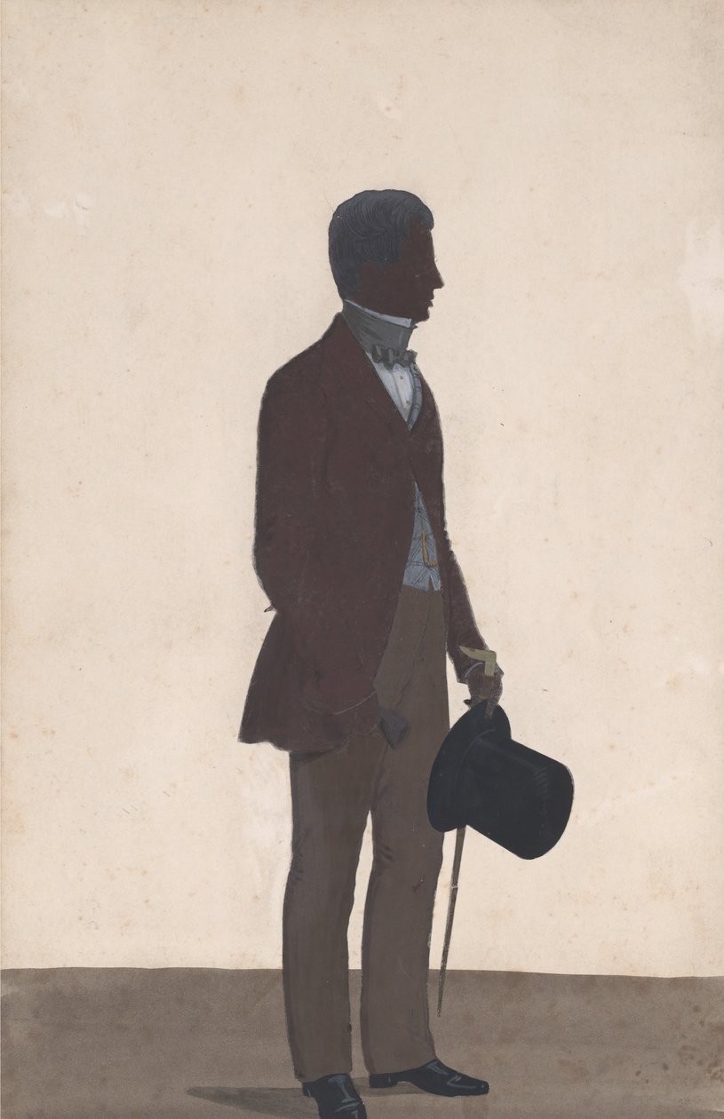 Een jonge man, staand, volledige lengte silhouet, profiel naar rechts, 1850 door WH Beaumont