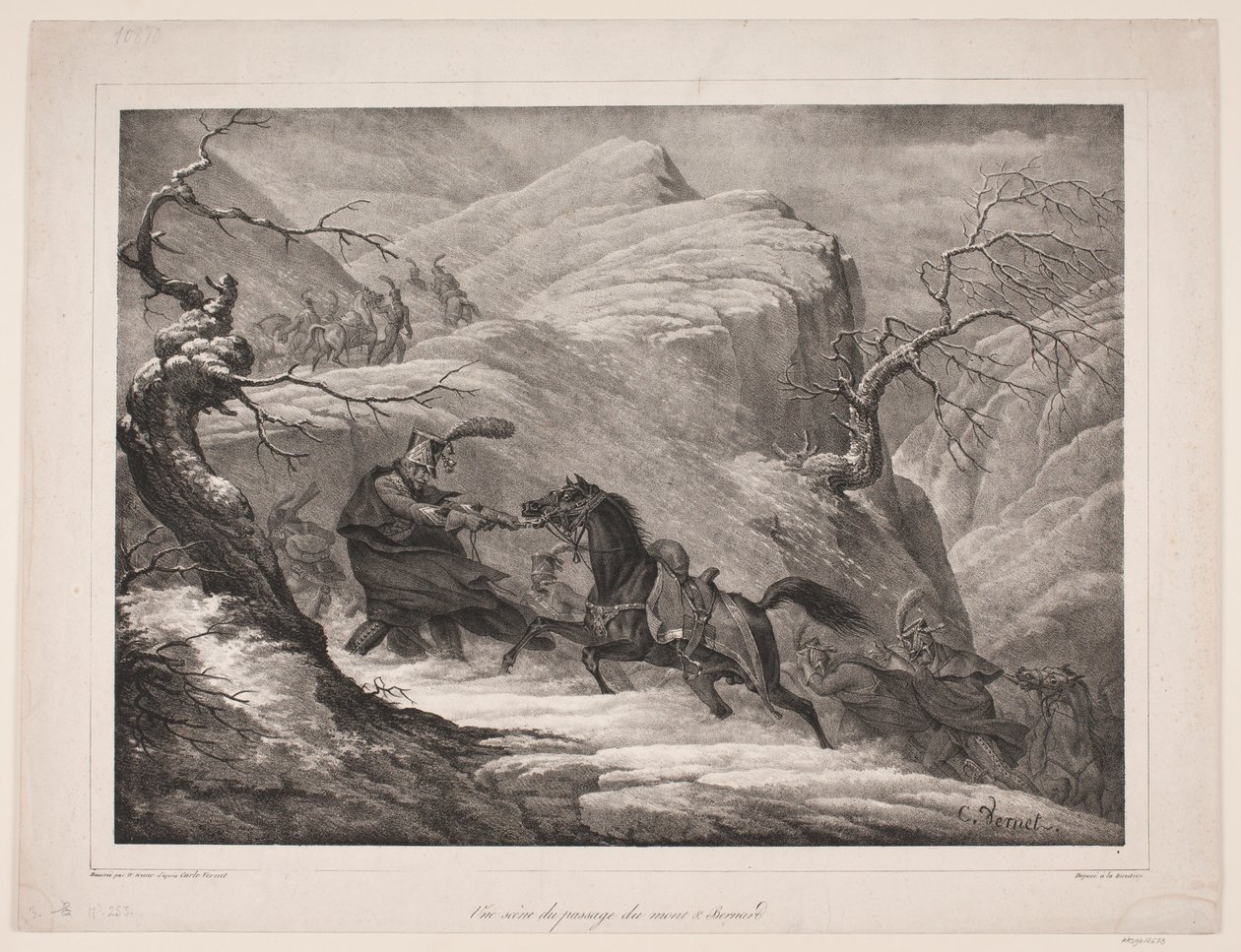 Een scène van de oversteek van de Mont St. Bernard door WIlhelm Heuer