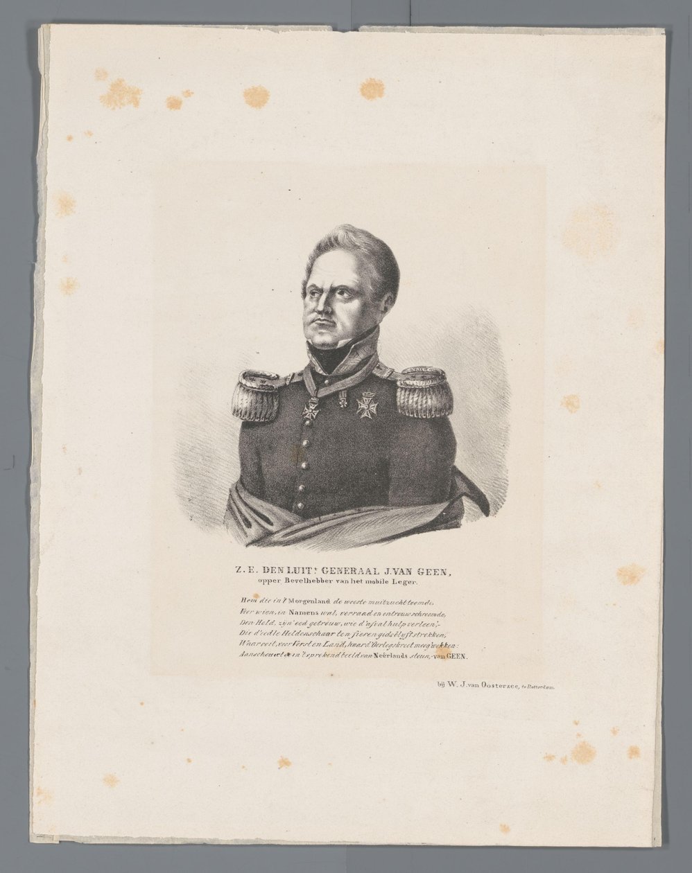 Z.E. den Luit Generaal J. van Geen, opper Bevelhebber van het mobiele Leger door W.J. van Oosterzee
