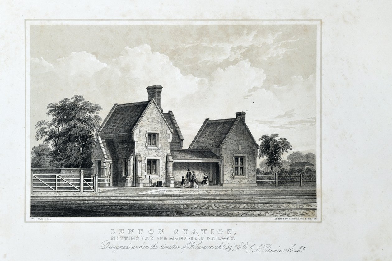 Lenton Station, Nottingham en Mansfield Railway, c.1848 door W.L. Walton
