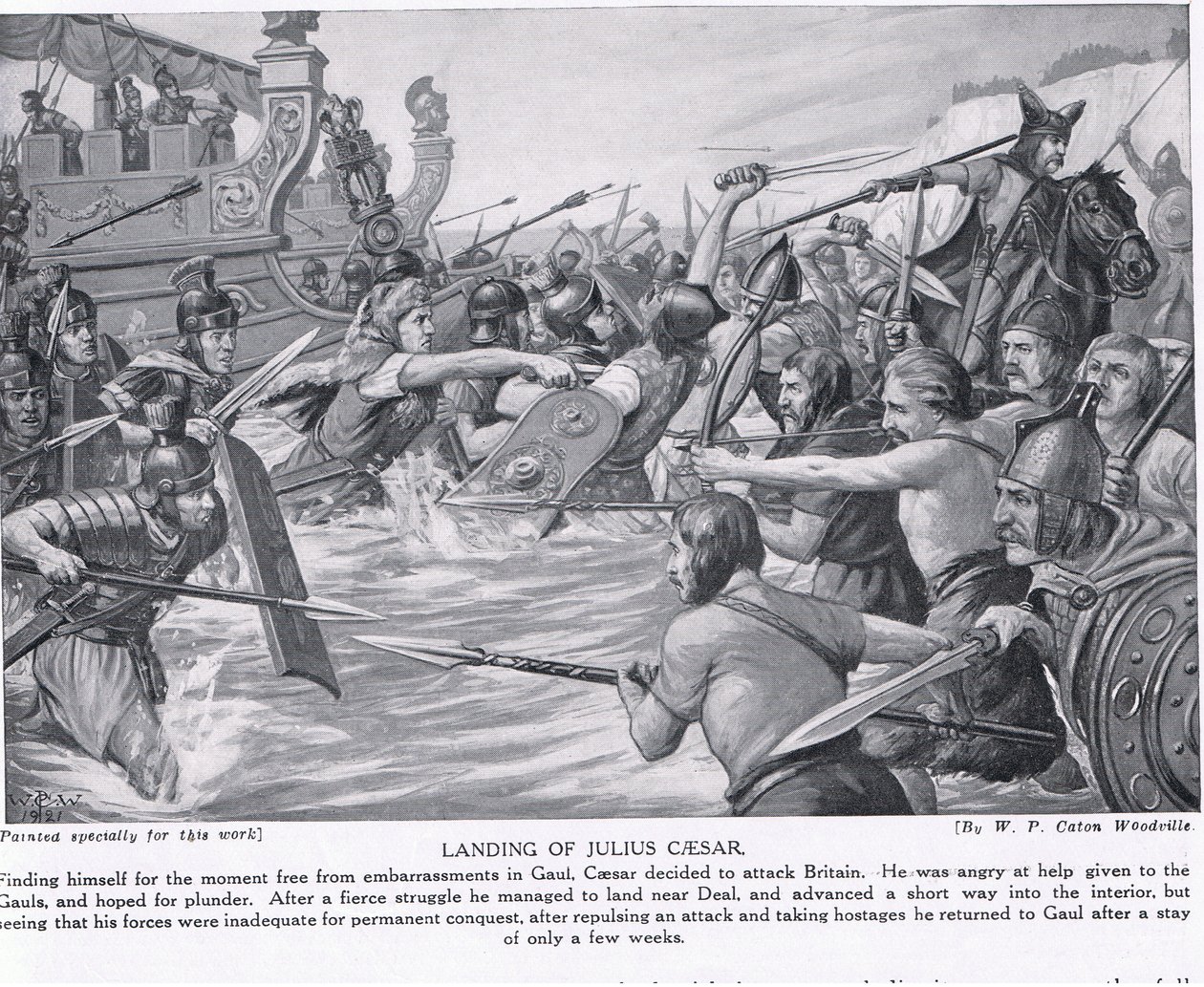 Landing van Julius Caesar, illustratie uit 