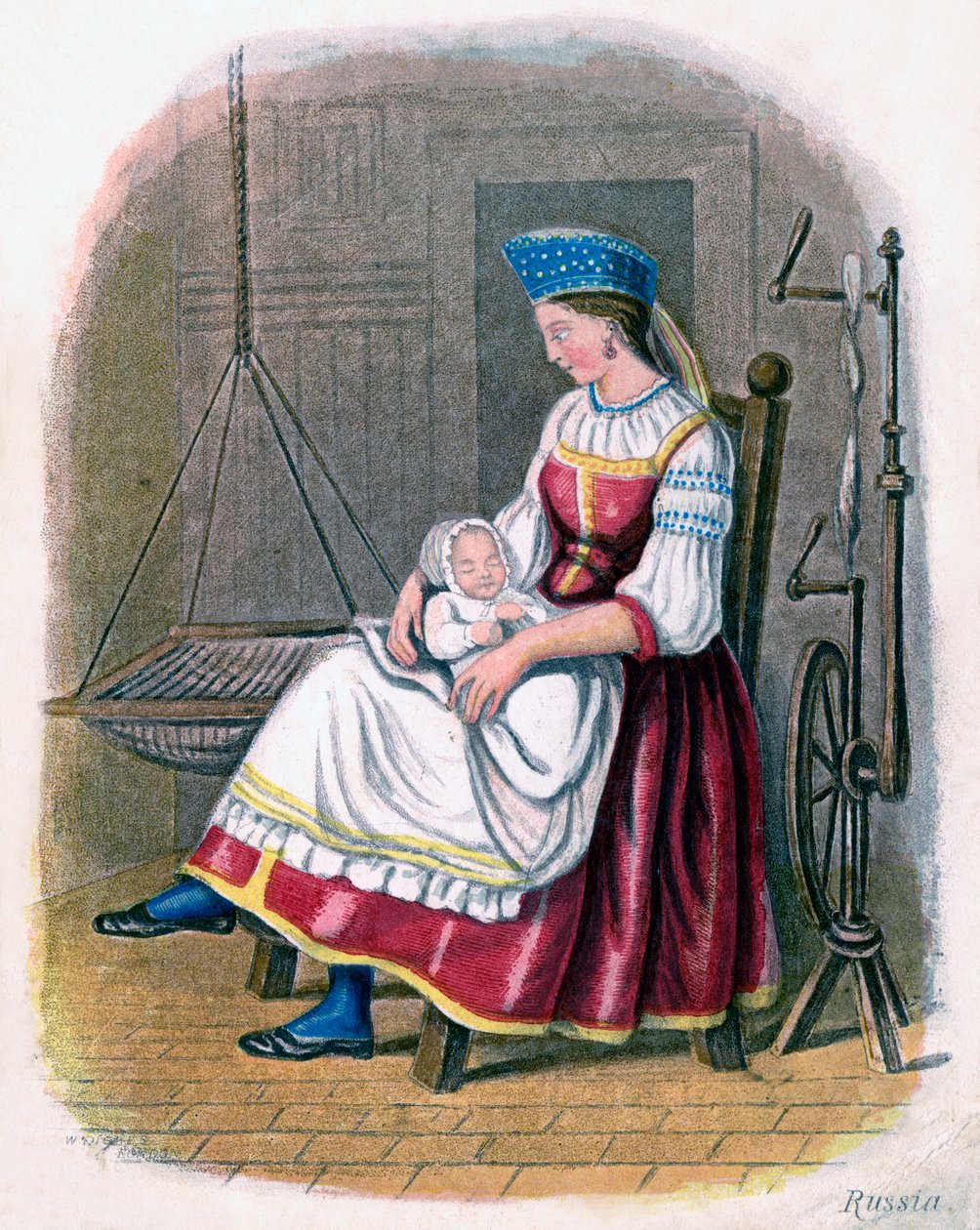 Russische vrouw met baby, 1809 door W. Dickes