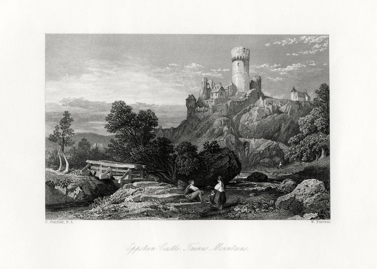 Kasteel Eppstein, Taunusgebergte, Duitsland, 19e eeuw door W. Forrest