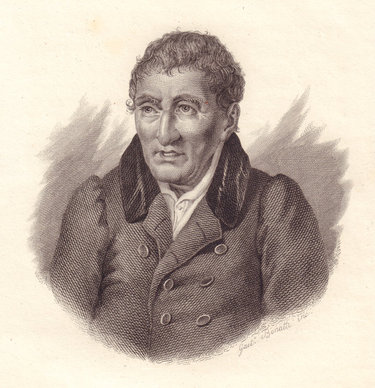 Portret van Italiaanse dichter Jacopo Vittorelli (1749-1835), kopergravure door Bonatti door John Ward Dunsmore