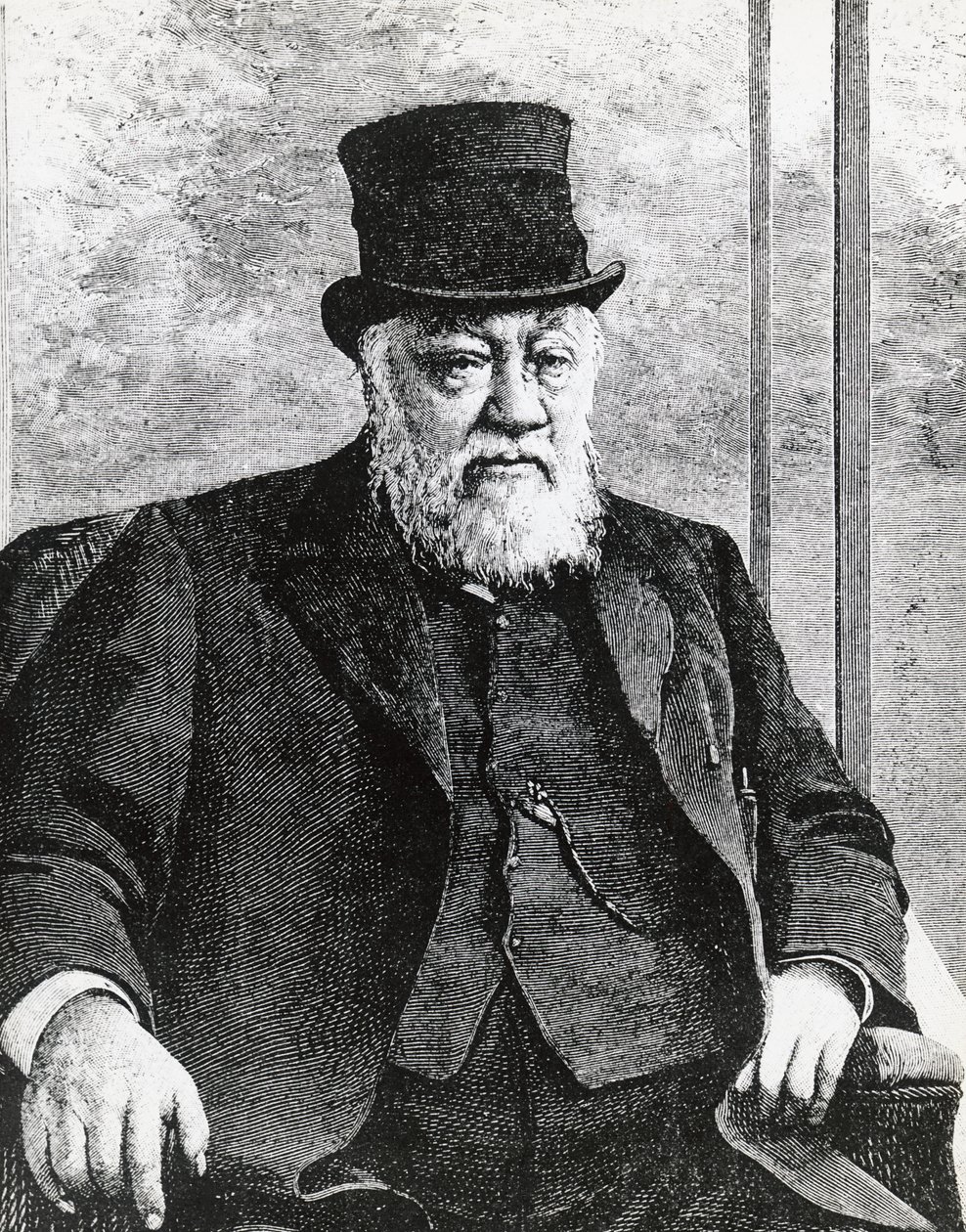 Portret van Stephanus Johannes Paulus Kruger (1825-1904), President van de Zuid-Afrikaanse Republiek (of Transvaal), leidde de Boerenoorlog tegen de Engelsen (gravure) door John Ward Dunsmore