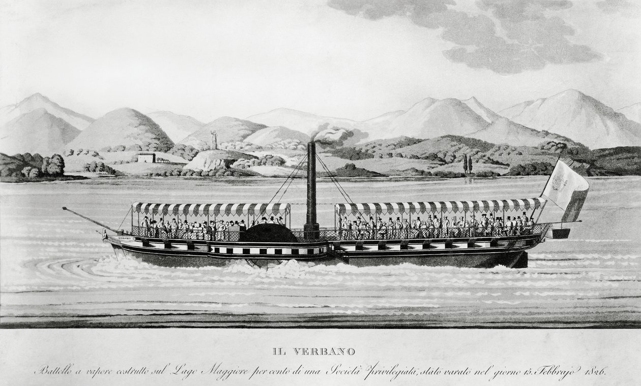 Verbano, eerste stoomschip in dienst gesteld op Lago Maggiore door John Ward Dunsmore