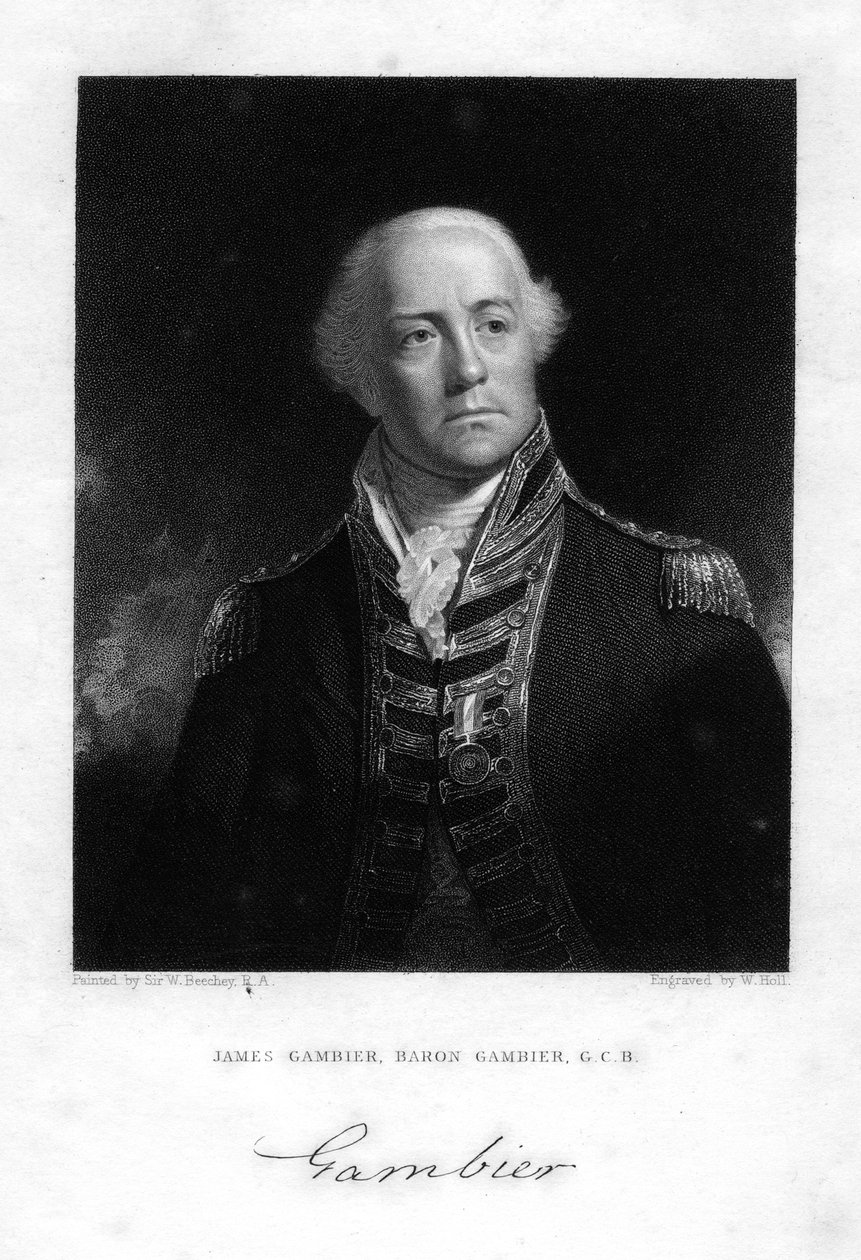Admiraal James Gambier 1756-1833, 1e Baron Gambier, 1837 door W. Holl