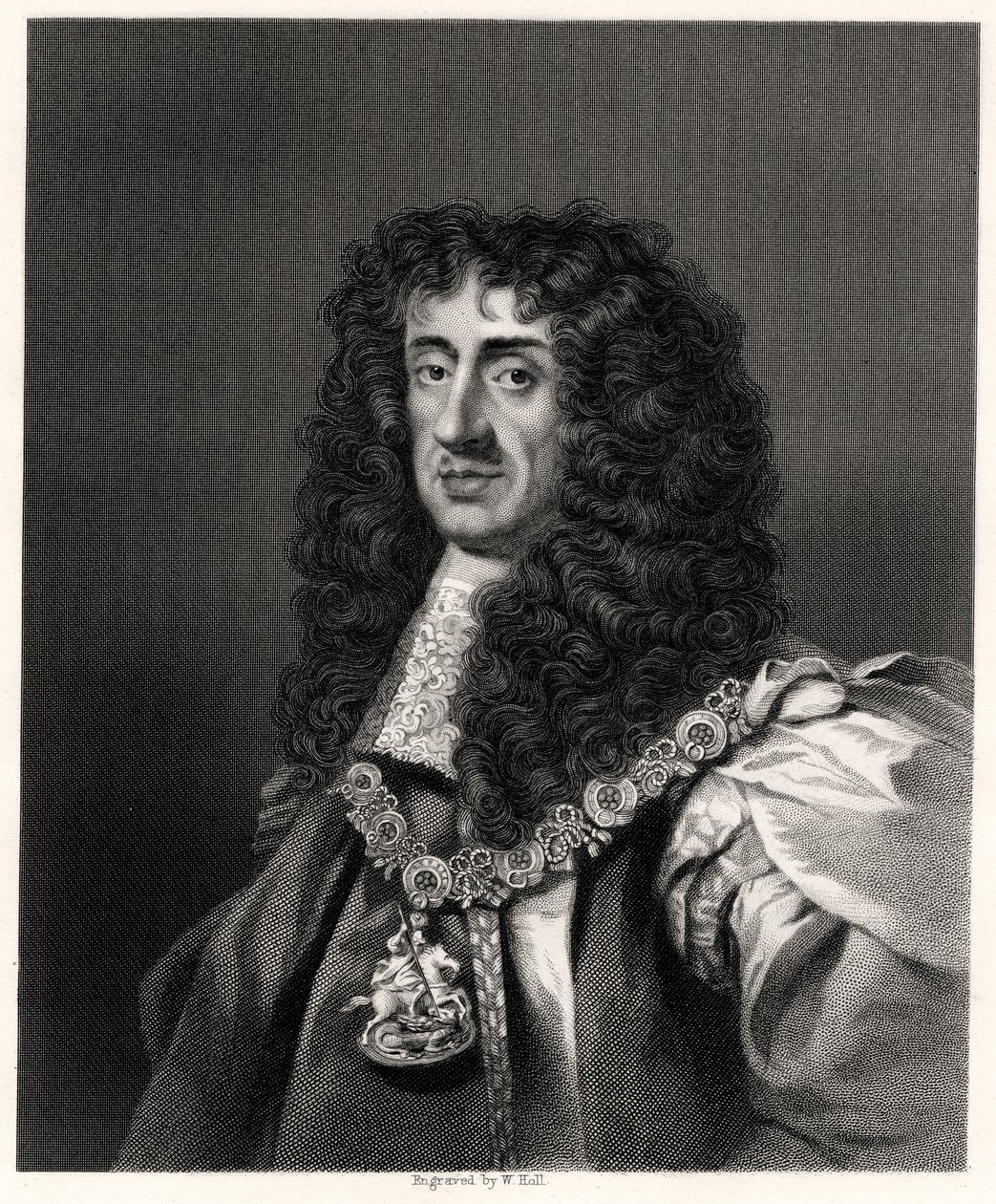 Karel II, koning van Groot-Brittannië en Ierland, 19e eeuw door W. Holl