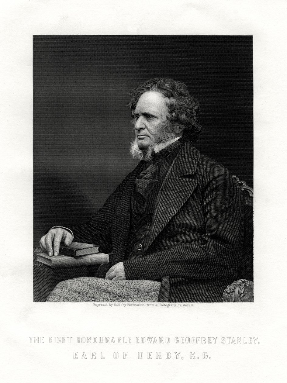 Edward Geoffrey Smith-Stanley, 14e Graaf van Derby, Britse staatsman, ca. 1850-1899 door W. Holl