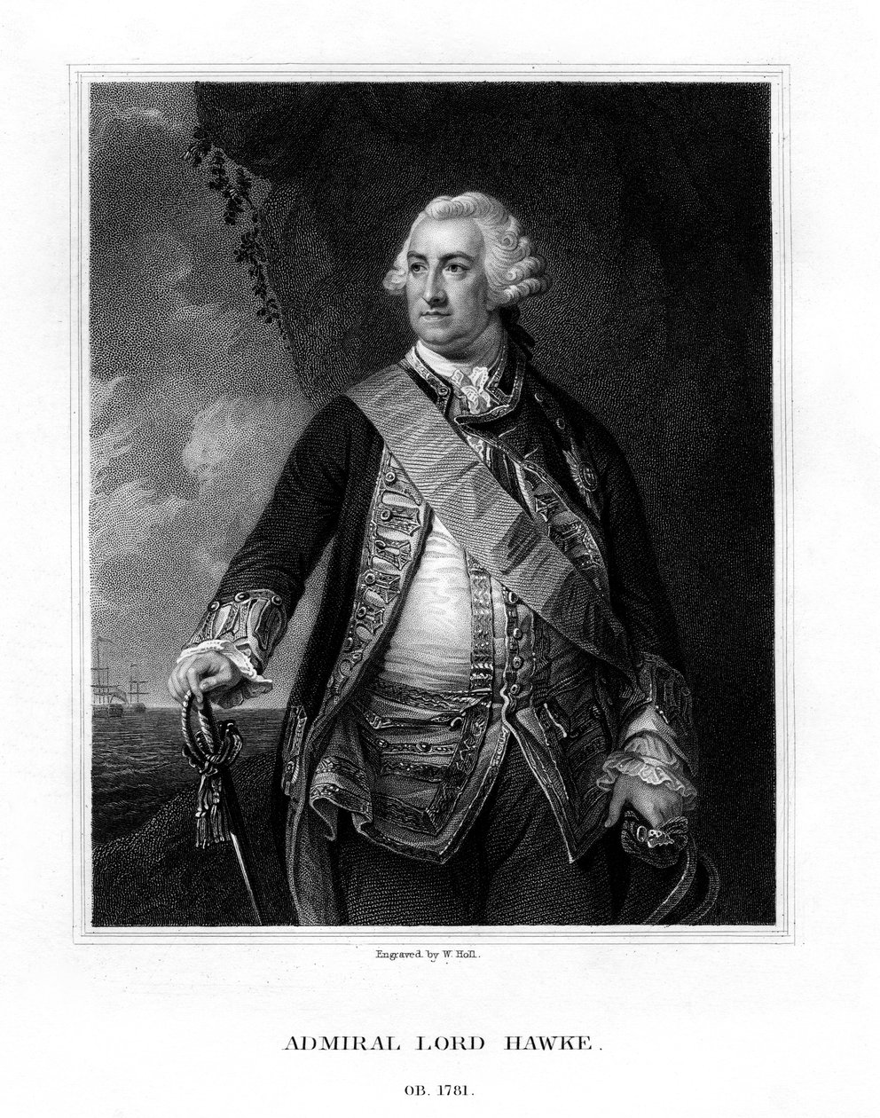 Edward Hawke, 1e Baron Hawke, Britse admiraal, 1833 door W. Holl