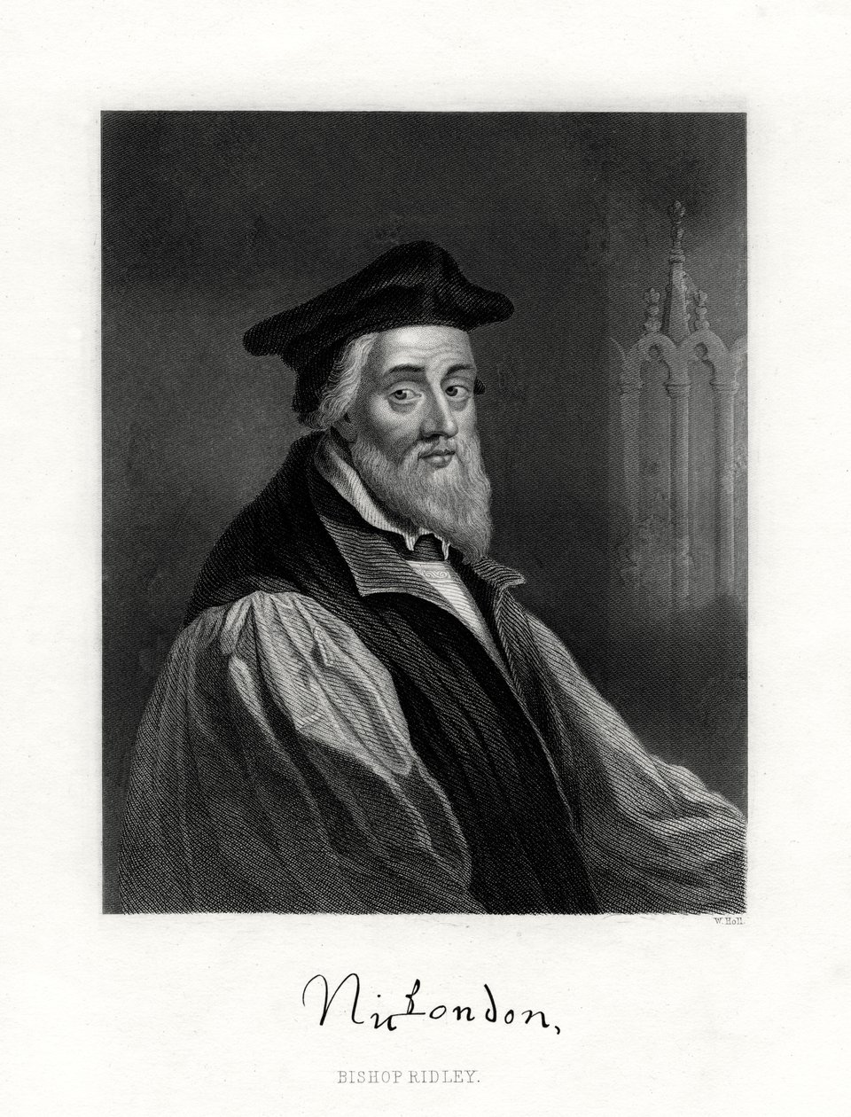 Nicholas Ridley, overleden 16 oktober 1555, Engelse geestelijke, 19e eeuw door W. Holl