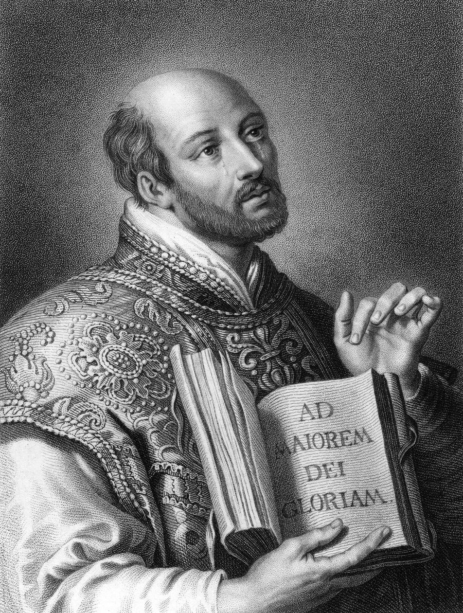 St. Ignatius van Loyola, 16e-eeuwse Spaanse soldaat en oprichter van de Jezuïeten, 1836 door W. Holl