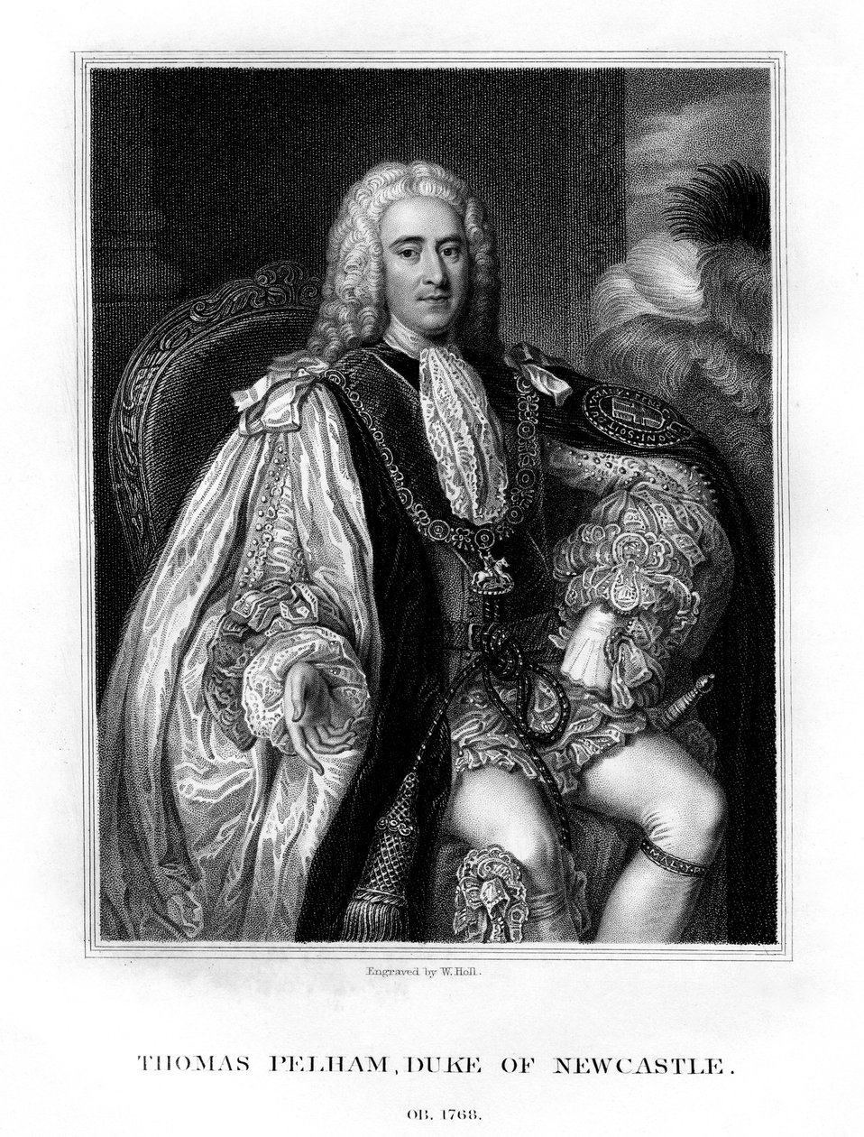 Thomas Pelham-Holles, 1e Hertog van Newcastle-upon-Tyne, Britse Whig staatsman, 1831 door W. Holl