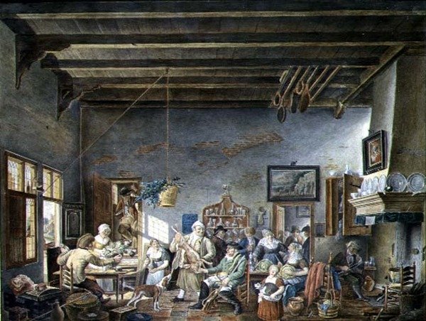 Een Nederlands taveerne-interieur (naar een schilderij van Johannes Petrus van Horstock) 1824 door W. Jansens