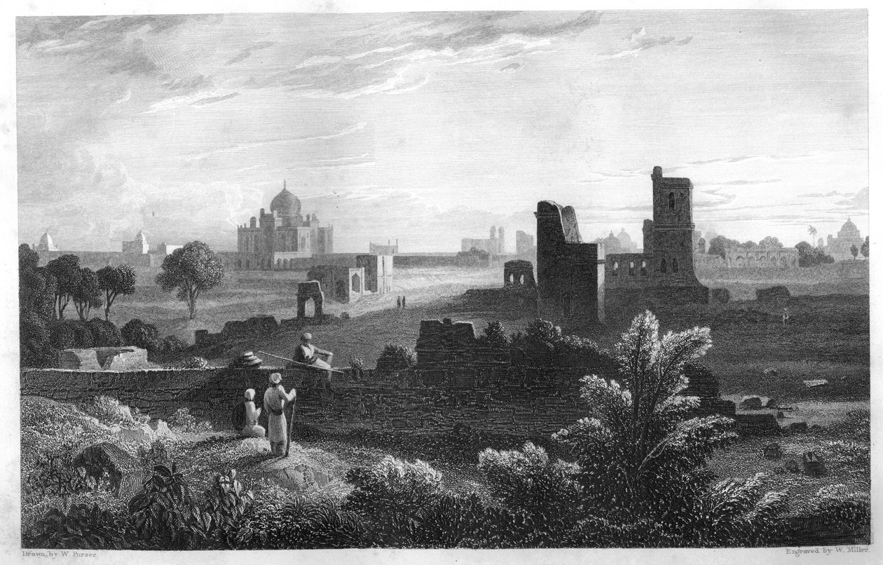 Het graf van Humaioon, Delhi, India, ca. 1860 door W. Miller