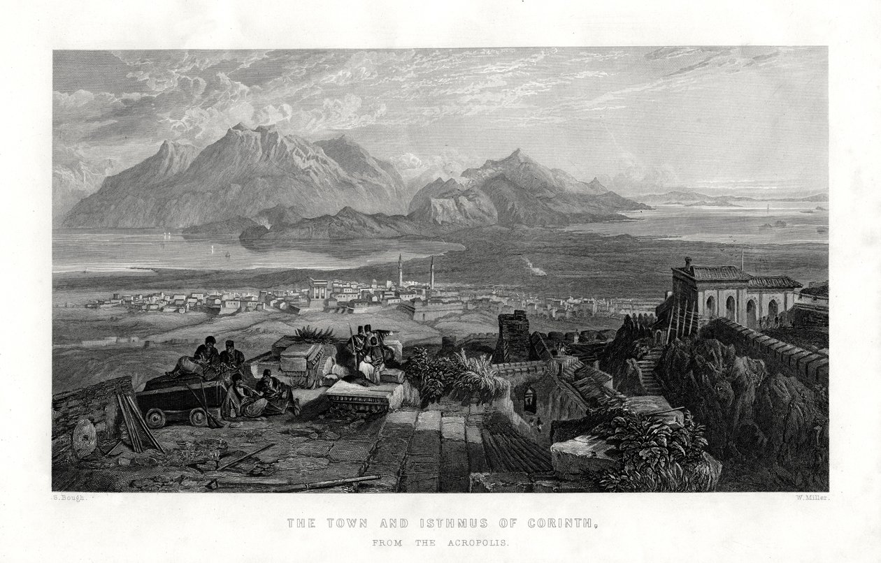 De Stad en de Landengte van Korinthe vanaf de Akropolis, Griekenland, 1887 door W. Miller