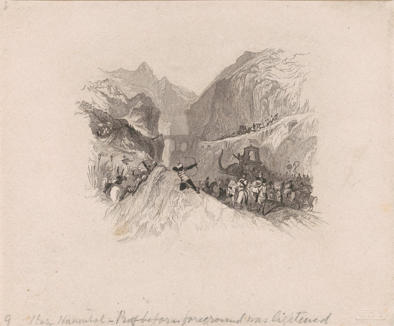 Hannibal passeert de Alpen (vignet) door W. R. Smith