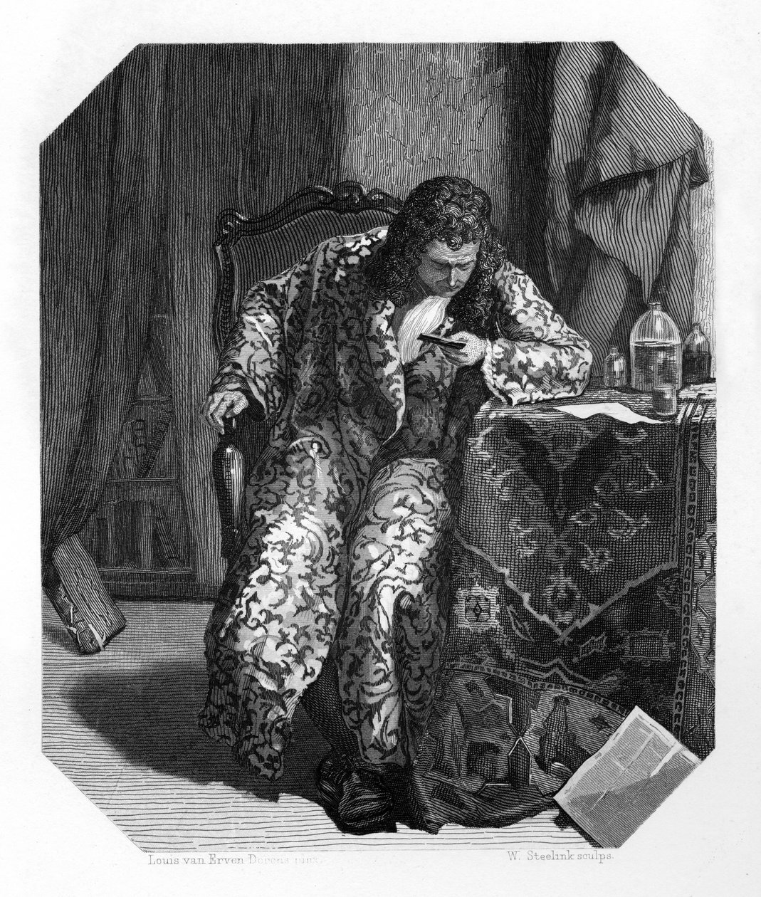 Antoni van Leeuwenhoek, 17e-eeuwse Nederlandse wetenschapper en pionier in de microscopie, ca. 1870 door W. Steelink