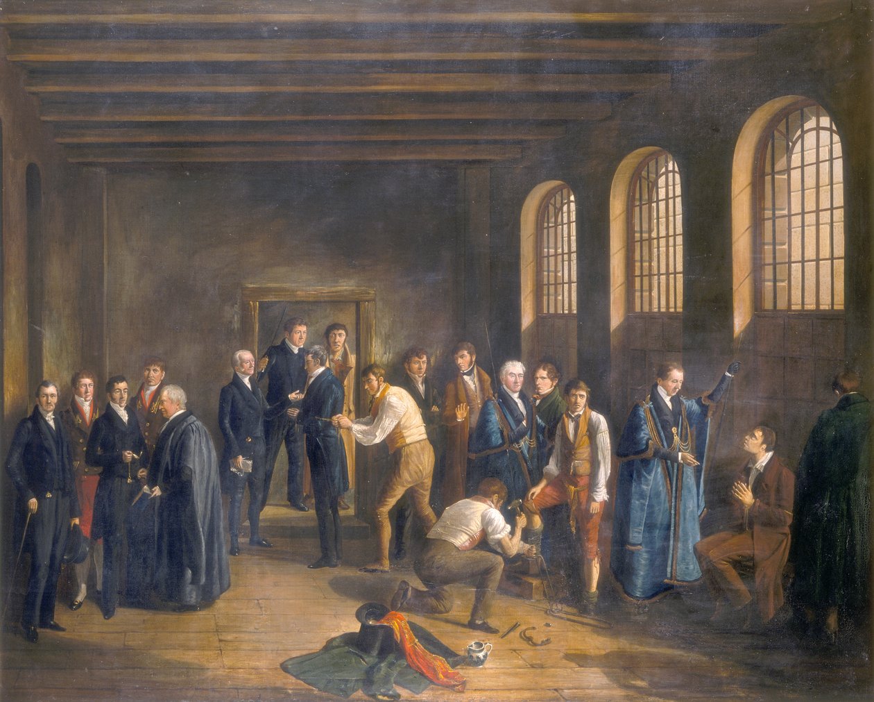 Newgate Prison op de ochtend van de executie van Henry Fauntleroy, 1828 door W Thomson