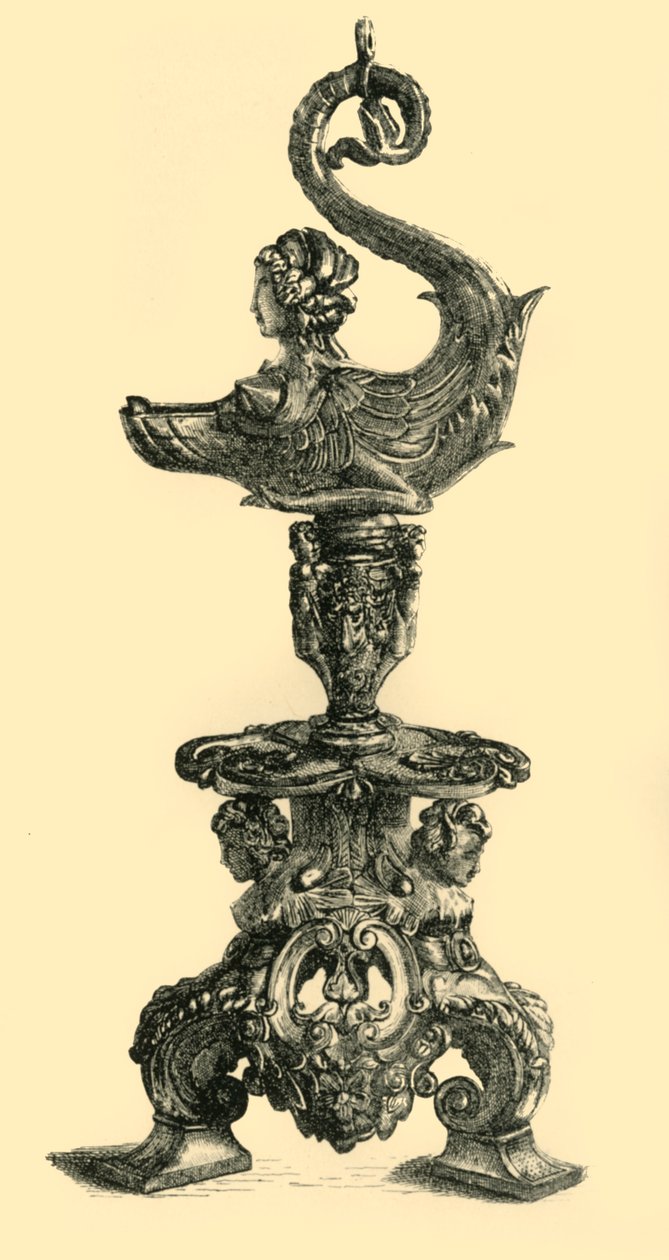 Lamp in de vorm van een Sfinx-achtig Zeedier door W. W. McCarty
