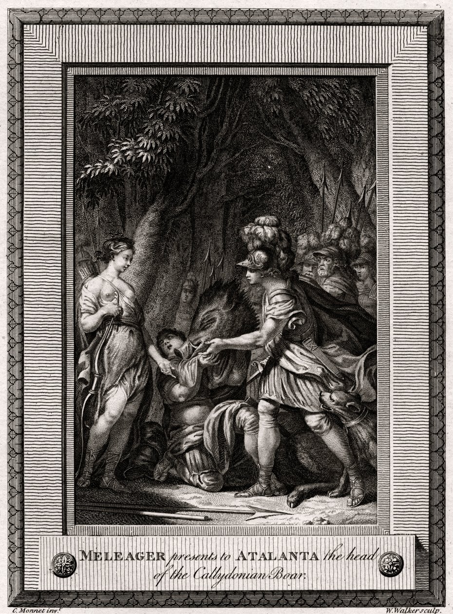 Meleager presenteert aan Atalanta het hoofd van het Callydonische Zwijn, 1774 door W. Walker