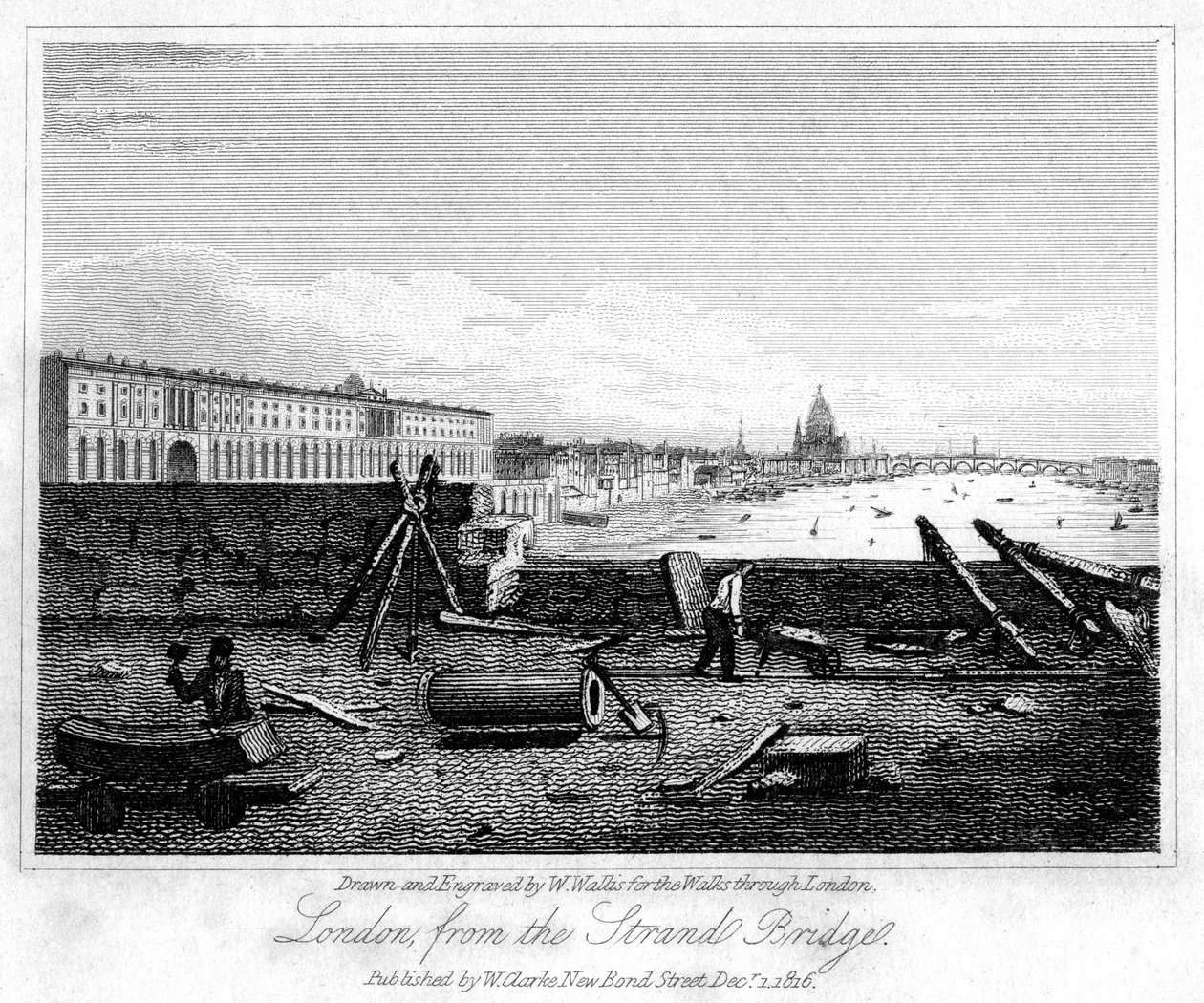 Londen vanaf de Strandbrug, 1816 door W. Wallis