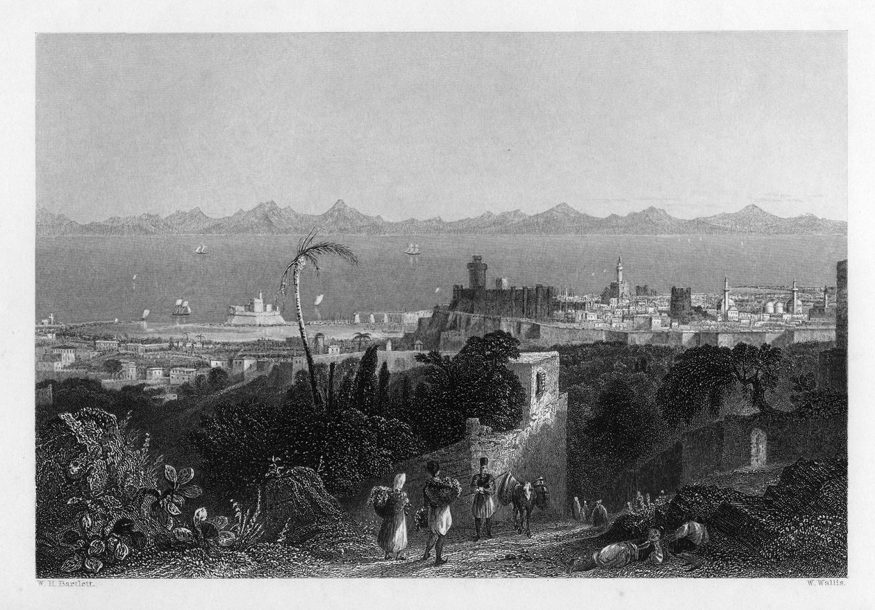 Rhodos, vanaf de hoogten nabij Sir Sidney Smiths Villa, 1841 door W. Wallis