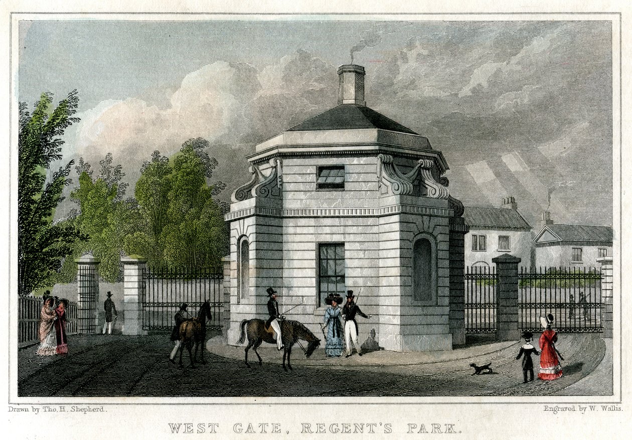 West Gate, Regents Park, Londen, 19e eeuw door W. Wallis