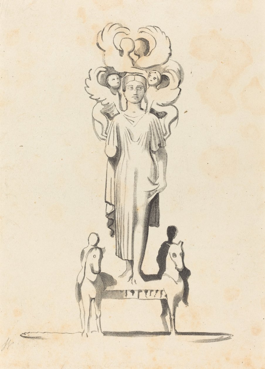 Bronzen figuur van Minerva, gevonden in de grafheuvel van Achilles door W. Walton after John Flaxman
