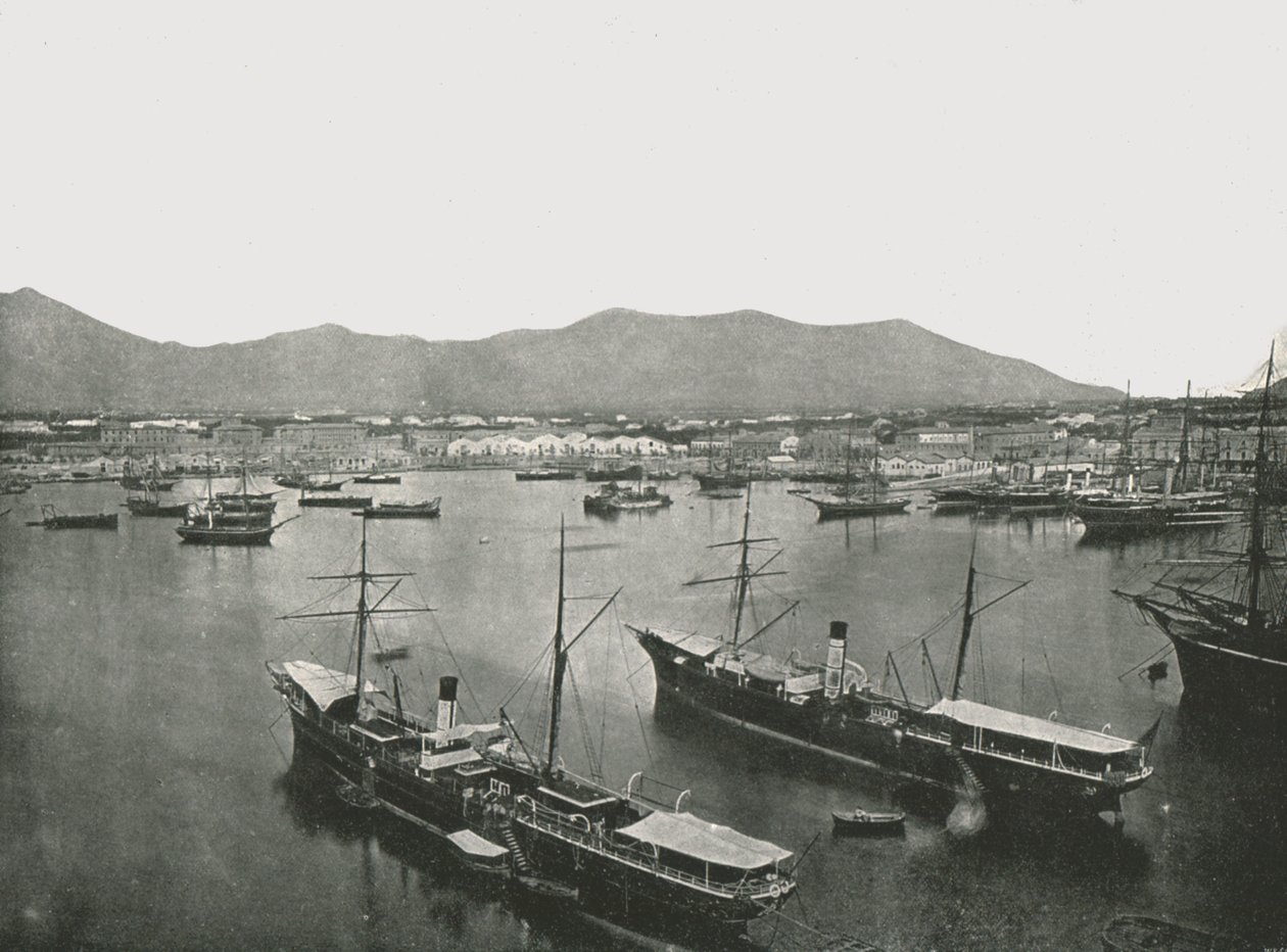 Algemeen zicht op de haven, Palermo, Sicilië, Italië, 1895 door W and S Ltd