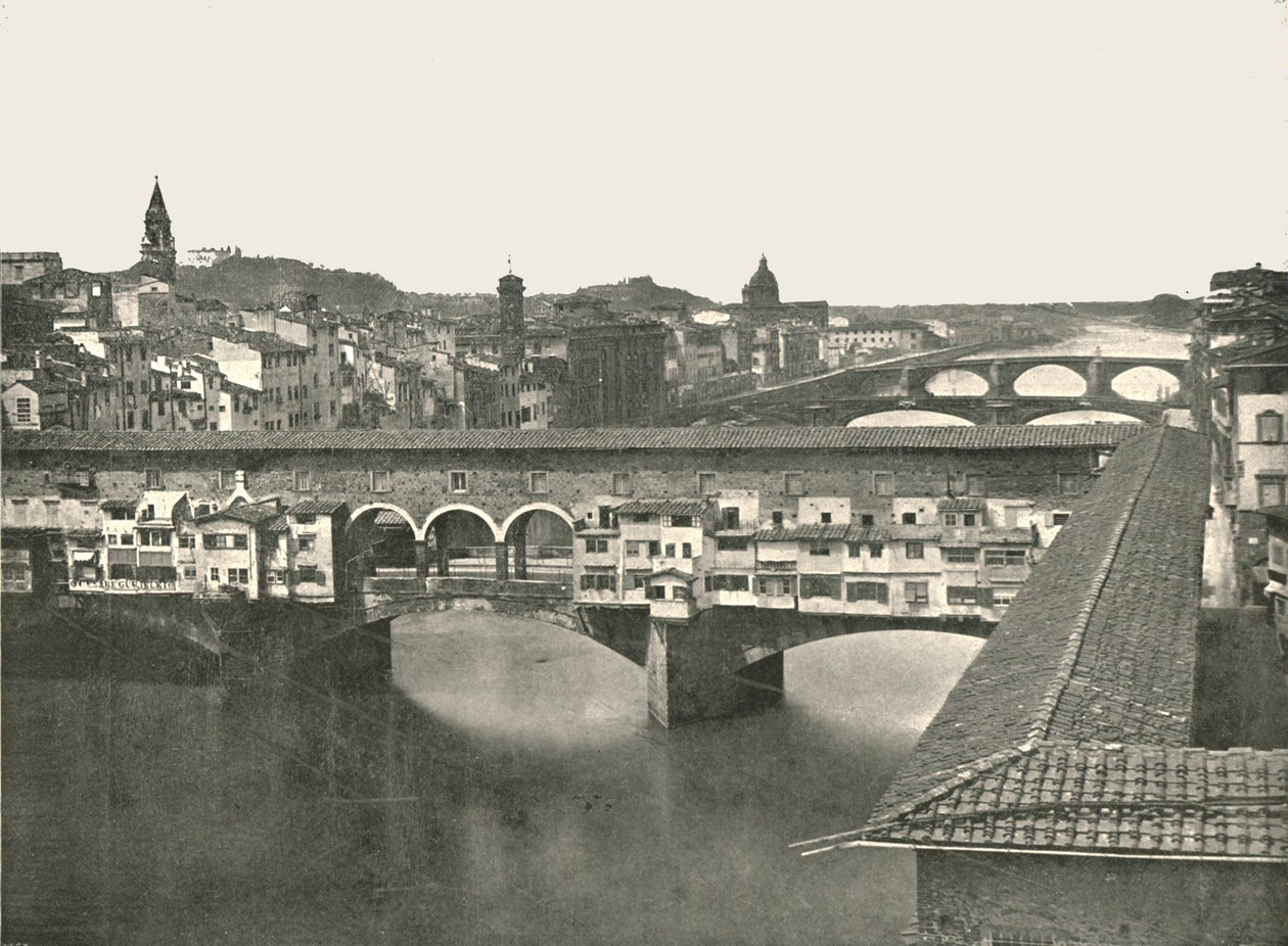 De Ponte Vecchio, Florence, Italië, 1895 door W and S Ltd