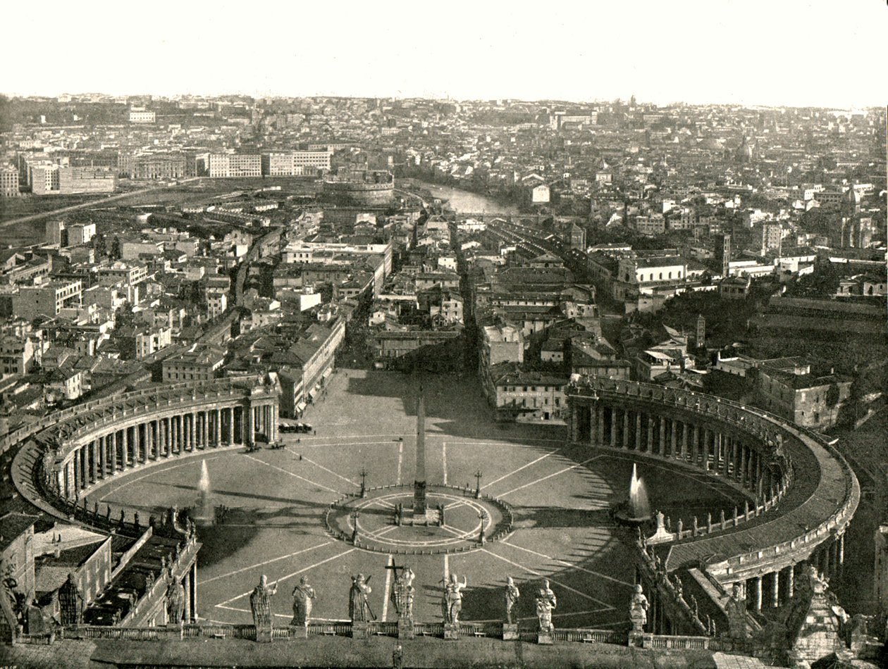 Uitzicht vanaf de koepel van Sint-Pieter, Rome, Italië, 1895 door W and S Ltd