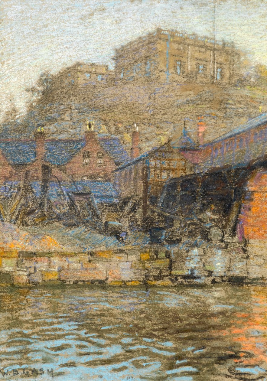 Een uitzicht op Nottingham Castle vanaf het kanaal door Walter Bonner Gash
