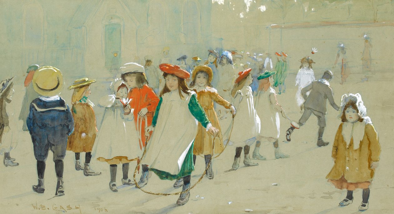 Kinderen op een speelplaats door Walter Bonner Gash
