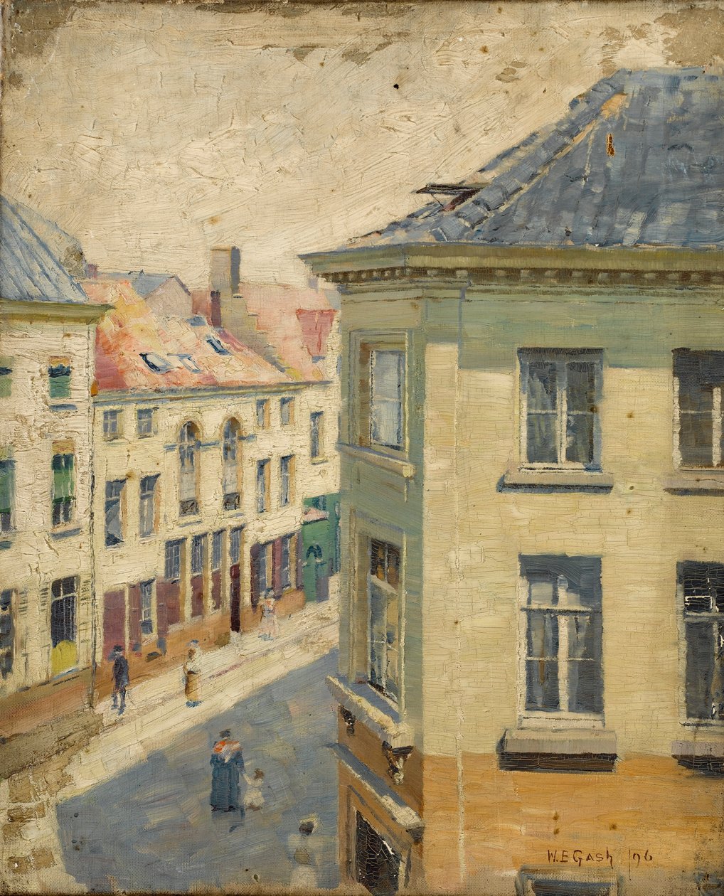 Uitzicht vanuit een hoog raam, Antwerpen door Walter Bonner Gash