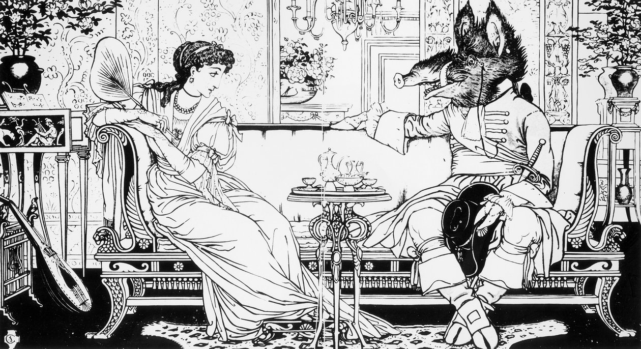 Belle en het Beest, 1874 door Walter Crane