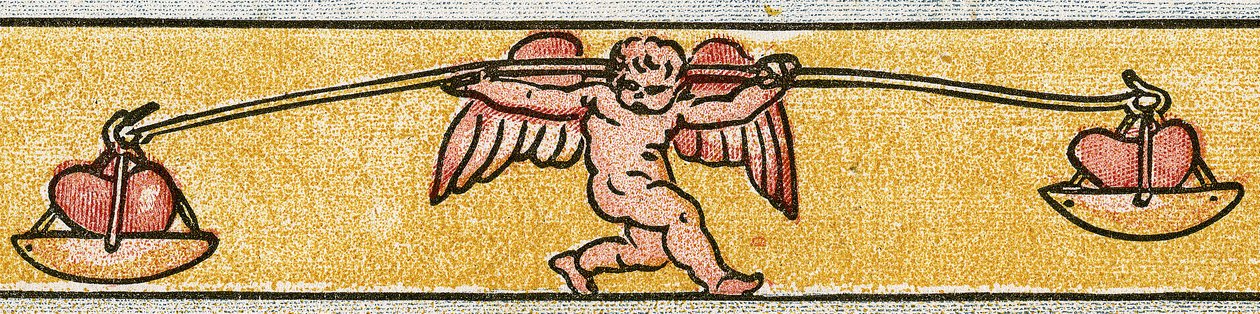 Eros balanceert twee harten, 1884 door Walter Crane