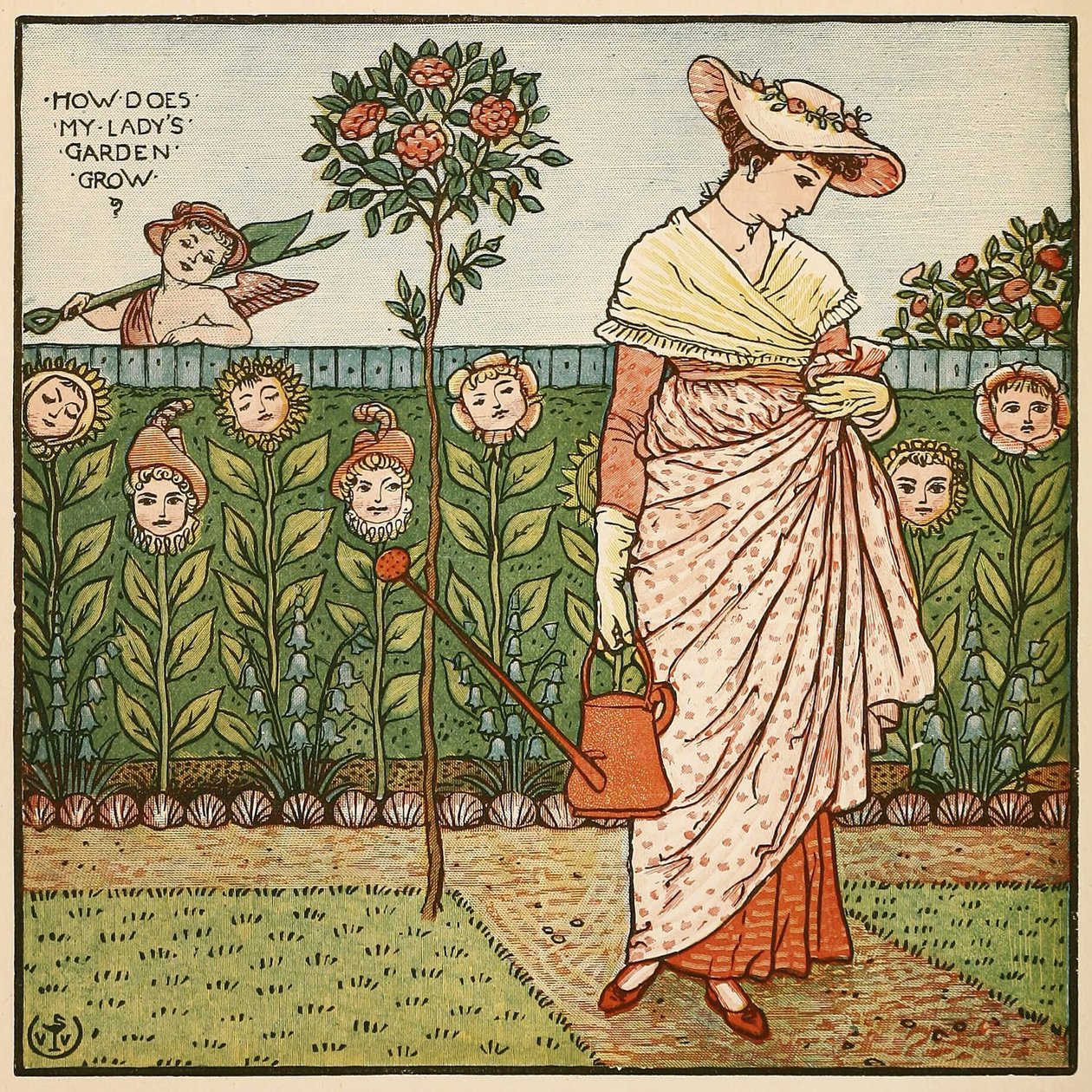 Hoe groeit de tuin van mijn dame, uit Walter Cranes Schilderboek, uitgegeven 1889 door Walter Crane