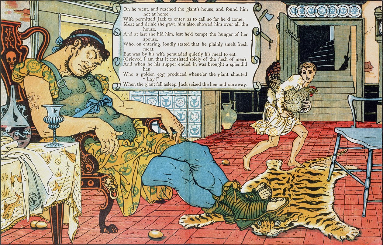 Jaap en de Bonenstaak (illustratie) door Walter Crane