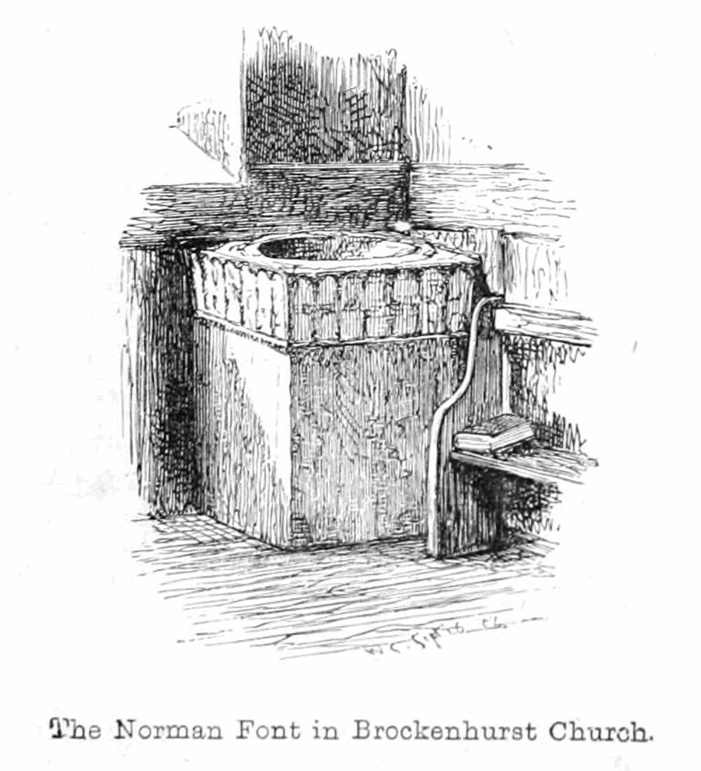 Normandisch Doopvont in Brockenhurst Kerk door Walter Crane