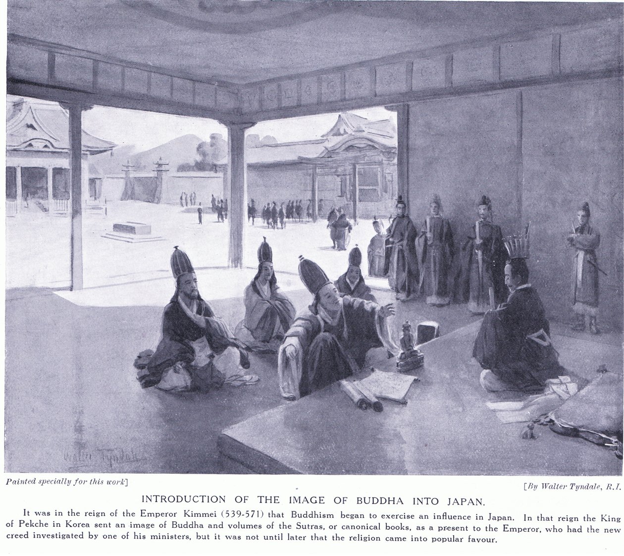 Introductie van het beeld van Boeddha in Japan door Walter Frederick Roofe Tyndale