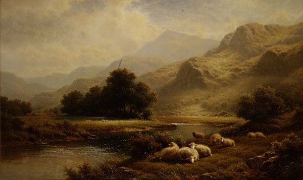 Uitzicht op de Lledr, Noord-Wales door Walter J. Watson
