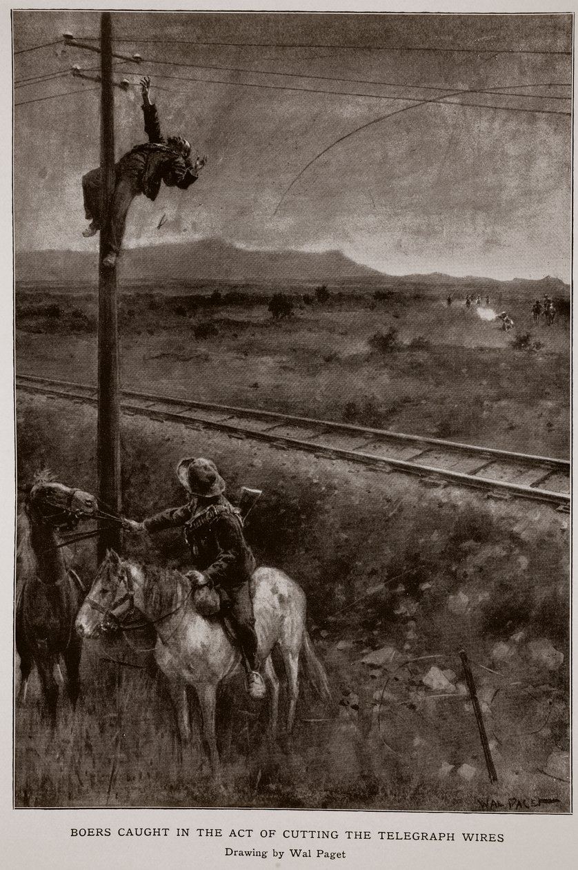 Boeren betrapt bij het doorsnijden van de telegraafdraden door Walter Stanley Paget