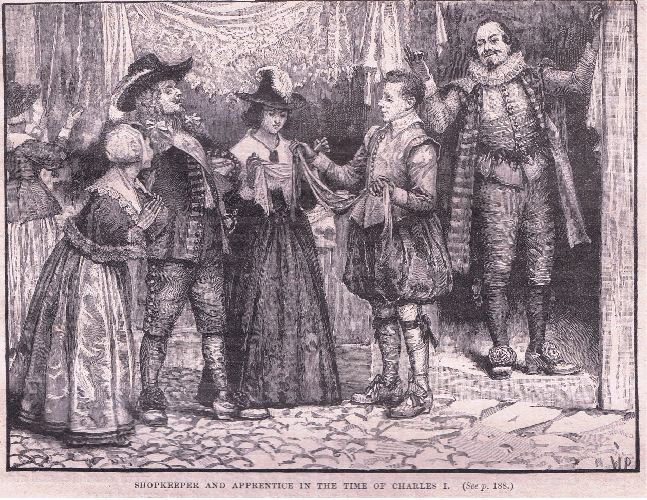 Winkelier en leerling in de tijd van Karel I door Walter Stanley Paget