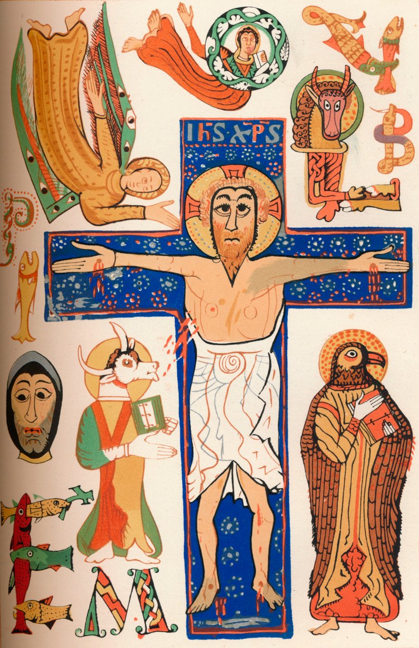 Kruisiging met versierde letters, c790 AD, 1849 door Walter