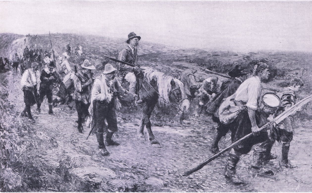 Na Sedgemoor, illustratie uit Britse gevechten op land en zee, 1915 door Walter Crane