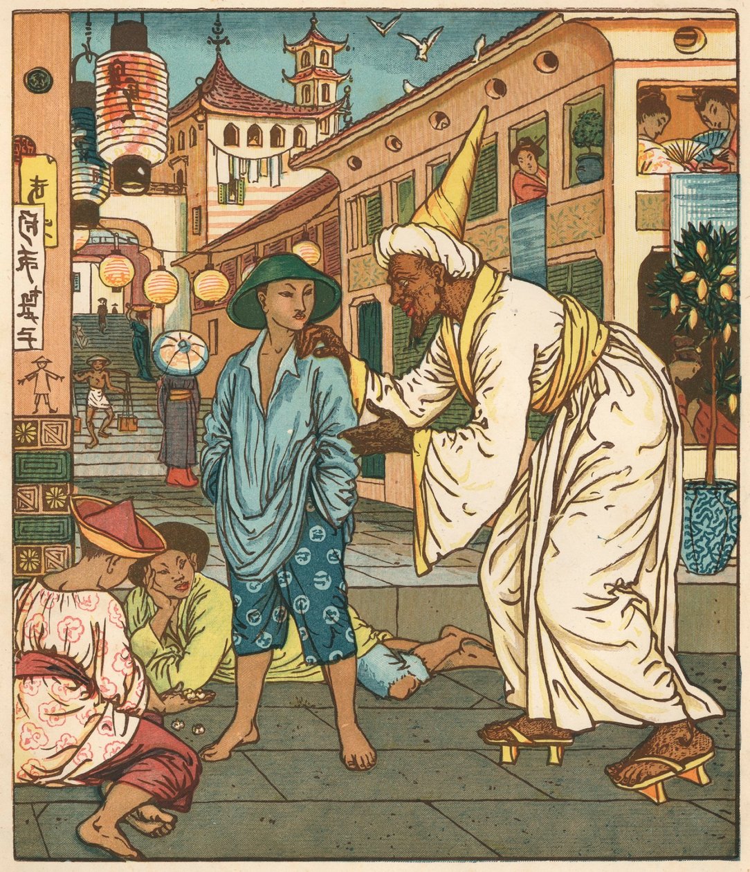 Aladdins prentenboek, Arabische Nachten, 1878 (illustratie) door Walter Crane