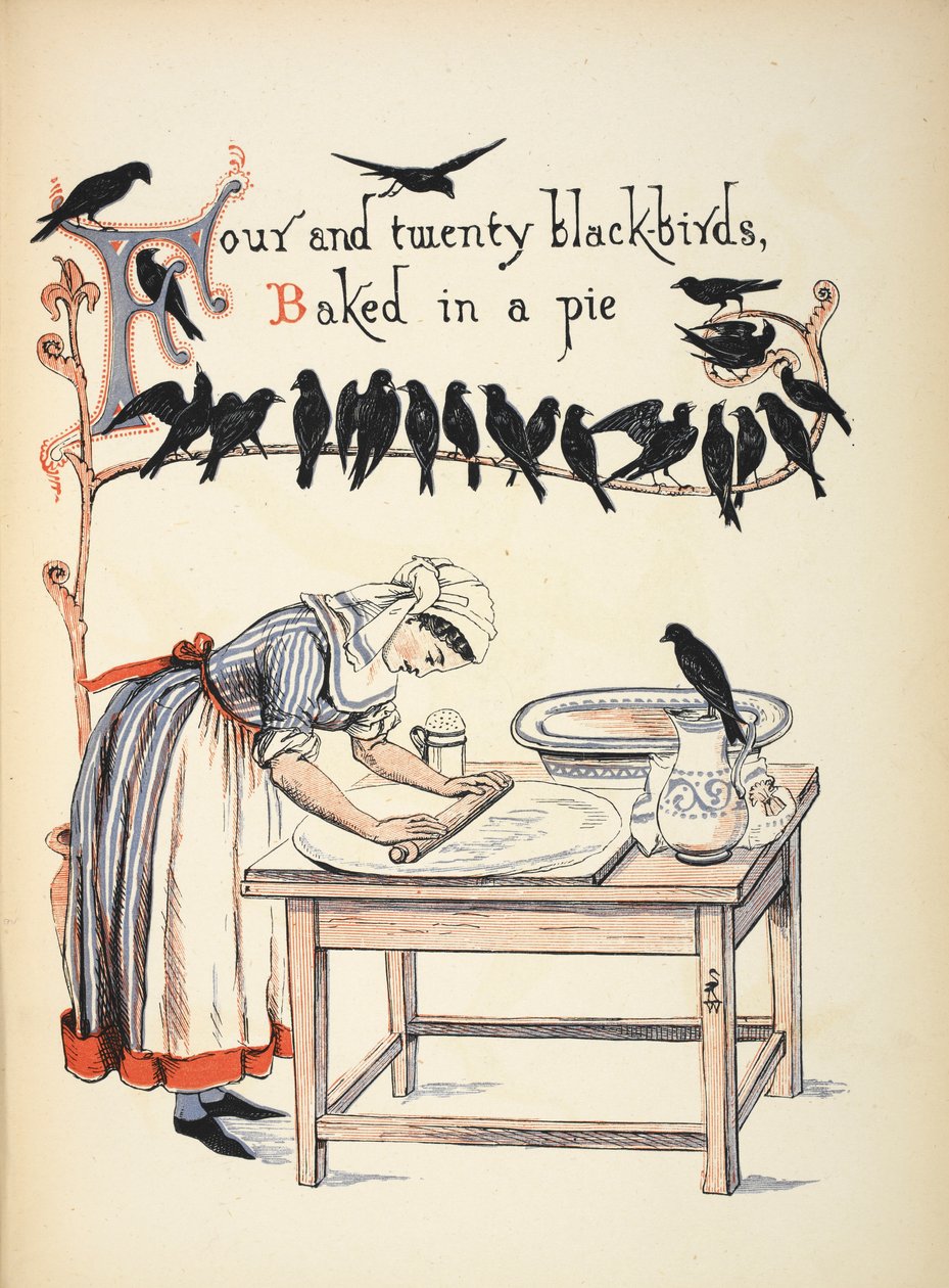 Vierentwintig merels gebakken in een taart door Walter Crane